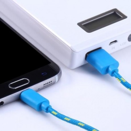 NYLON FABRIC BRAIDE ROUND MICRO USB TO USB CABLE HIGH SPEED A MALE TO MICRO B DATA TRANSFE