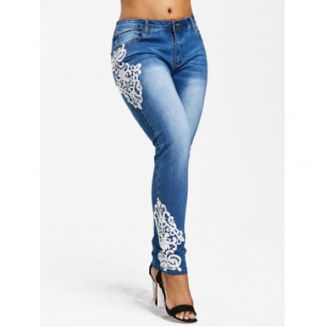 Plus Size Fading Skinny Jeans (JEANS BLUE)