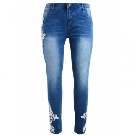 Plus Size Fading Skinny Jeans (JEANS BLUE)