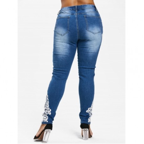 Plus Size Fading Skinny Jeans (JEANS BLUE)