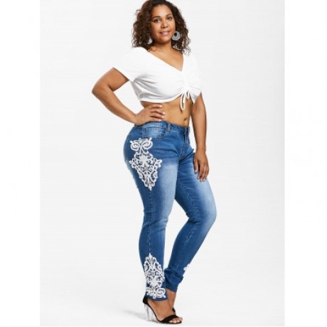 Plus Size Fading Skinny Jeans (JEANS BLUE)