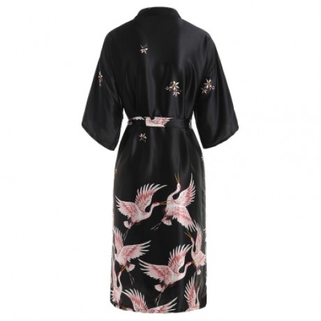 Half Sleeve Crane Sleeping Robe (BLACK)