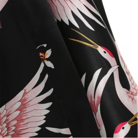 Half Sleeve Crane Sleeping Robe (BLACK)