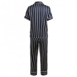 Striped Printed Sleepwear Suit (CADETBLUE)