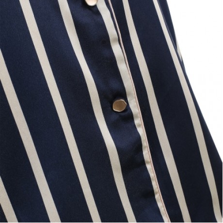 Striped Printed Sleepwear Suit (CADETBLUE)