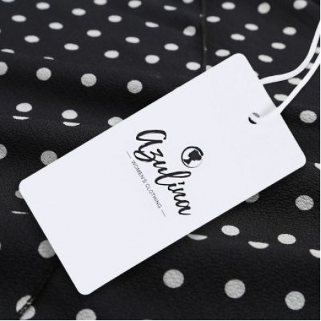 Halter Asymmetrical Shoulder Long Sleeve Tied Bowknot Dotted Women Blouse (BLACK)