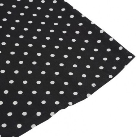 Halter Asymmetrical Shoulder Long Sleeve Tied Bowknot Dotted Women Blouse (BLACK)