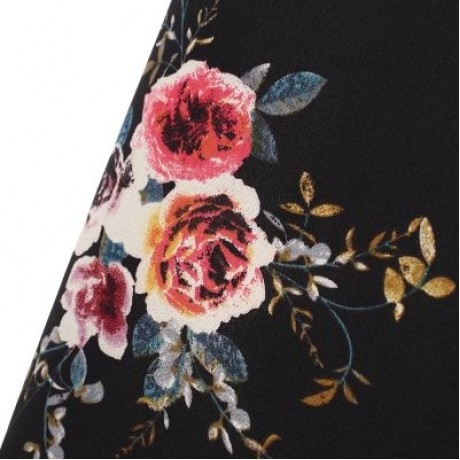 Women Chiffon Blouse One Shoulder Ruffled Spaghetti Straps Shirt Floral Tops (NIGHT)