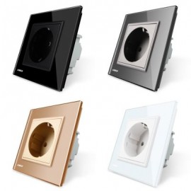 LIVOLO 16A Wall Power Socket with Glass Panel for EU Plug (BLACK)