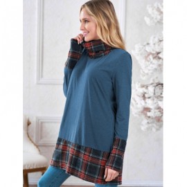 Turtleneck Plaid Insert Sweatshirt (BLUE)