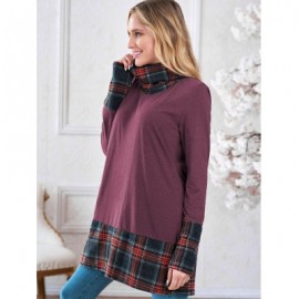 TURTLENECK PLAID INSERT SWEATSHIRT (PURPLE)
