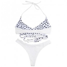 Halter Neck Backless Padded Criss-cross Strap Low Waist Women Bikini Set (MILK WHITE)