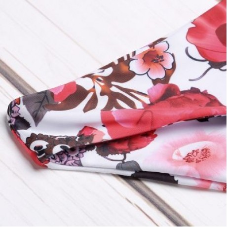 Spaghetti Strap Backless Padded Floral Print Low Waist Women Bikini Set (MILK WHITE)