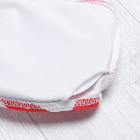 Halter Neck Backless Padded Chevron Stripe Low Waist Women Bikini Set (RED)