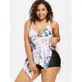 Plus Size Floral Handkerchief Tankini Swimsuit (MULTI)