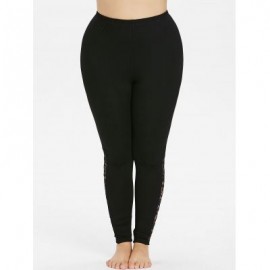Plus Size Bottom Lace Insert Leggings (BLACK)