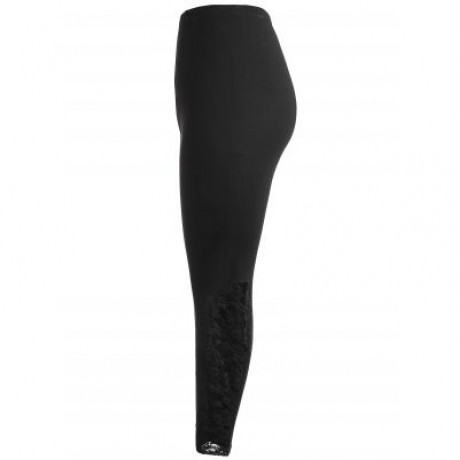 Plus Size Bottom Lace Insert Leggings (BLACK)