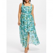 PLUS SIZE SLEEVELESS MAXI HAWAIIAN DRESS (GREEN)