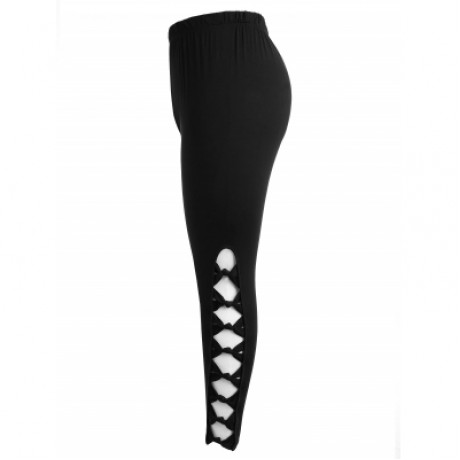 Plus Size Bowknot Insert Leggings (BLACK)
