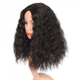 Long Center Parting Corn Hot Wavy Synthetic Wig (NATURAL BLACK)