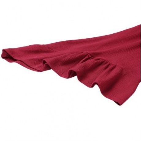 Sexy Off The Shoulder Top Women Blouse Ruffle Sleeve Solid Color Casual Loose T-shirt (BUR