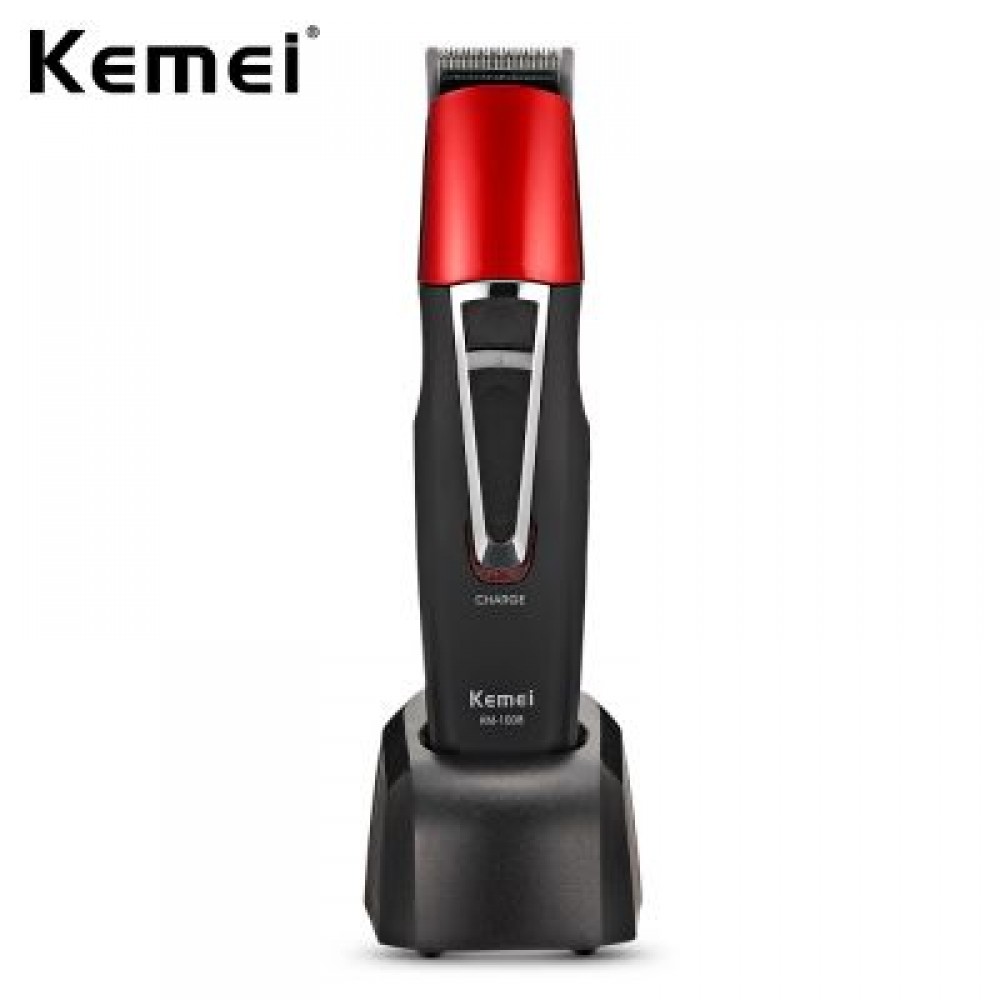 Kemei KM - 1008 Adjustable Cordless Rechargeable Hair Clipper Beard Trimmer (LOVE RED)