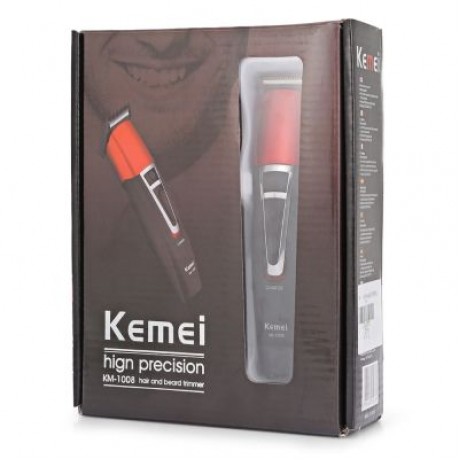 Kemei KM - 1008 Adjustable Cordless Rechargeable Hair Clipper Beard Trimmer (LOVE RED)