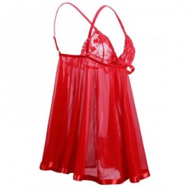 Plus Size Embroidery Mesh Babydoll  (LOVE RED)
