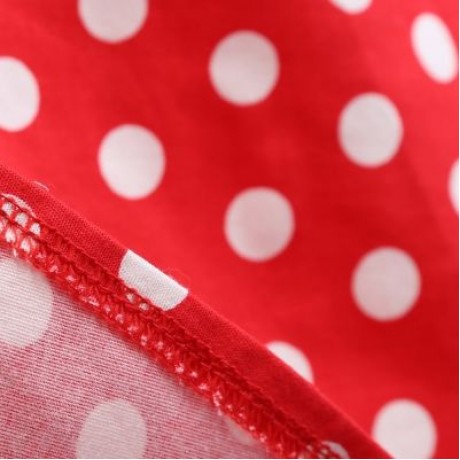 Short Sleeve Plus Size Polka Dot Vintage Women Pleated Dress (LOVE RED)