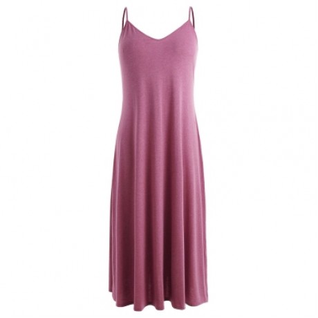 Plus Size Spaghetti Strap Maxi Dress (PALE VIOLET RED)