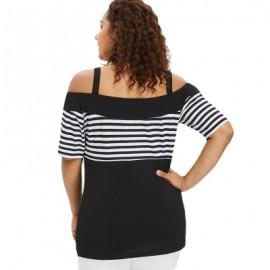 Plus Size Striped Longline T-shirt (BLACK)