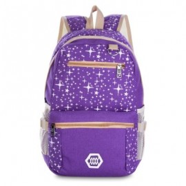 Guapabien 3pcs Canvas Printing Women Shoulder School Bag Cute Bear Backpack Wristlet (PURP
