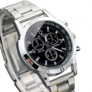 Fashion Men Zinc Alloy Band Quartz Business Watch (BLACK)
