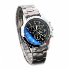 Fashion Men Zinc Alloy Band Quartz Business Watch (BLACK)