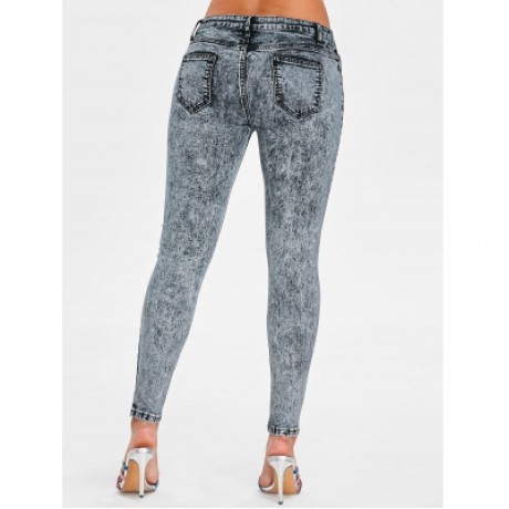 Fading Ripped Skinny Jeans (SMOKEY GRAY)