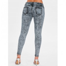 Fading Ripped Skinny Jeans (SMOKEY GRAY)