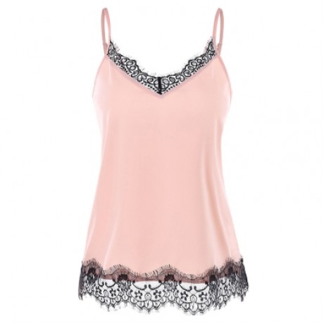 Spaghetti Strap Lace Embellished Top (LIGHT PINK)