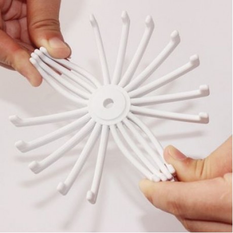 Rotating 20 Hooks Belt Neck Men Tie Holder Rack Hanger Organizer Space Saving (WHITE)