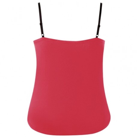 Plus Size Ruffle Trim Lace Up Floral Tank Top (RED)