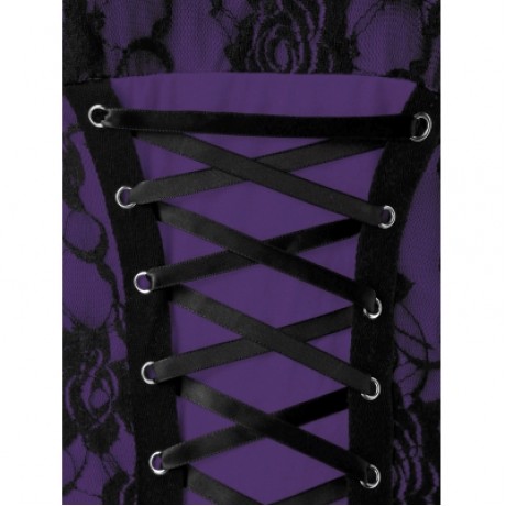 PLUS SIZE RUFFLE TRIM LACE UP FLORAL TANK TOP (PURPLE IRIS)