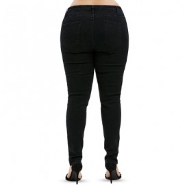 Plus Size Beading Ripped Embellished Skinny Jeans (BLACK)