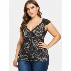 Plus Size Lace Tank Top (BLACK)