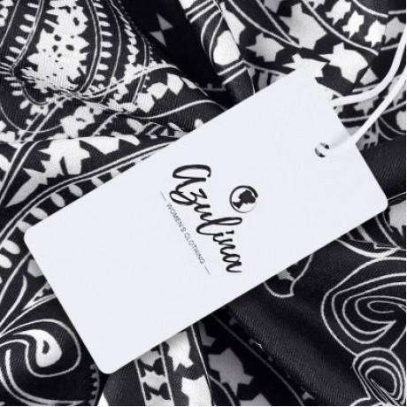 Trendy Round Collar Long Sleeve Ethnic Print Women T-shirt Dress (BLACK)