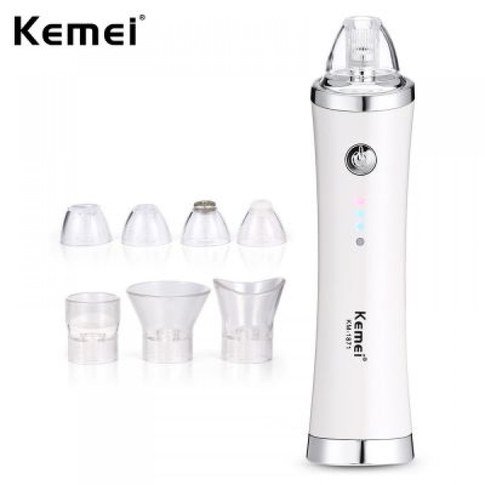 Kemei KM - 1871 7 in 1 Blackhead Vacuum Cleaner Beauty Suction Acne Removal Face Care (WHI Kemei KM - 1871 7 in 1 Blackhead Vacuum Cleaner Beauty Suction Acne Removal Face Care (WHI