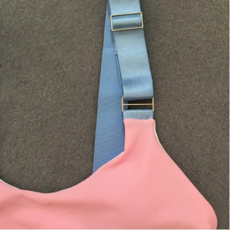 Shoulder Strap Padded Color Blocking Low Waist Women Bikini Set (PINK)