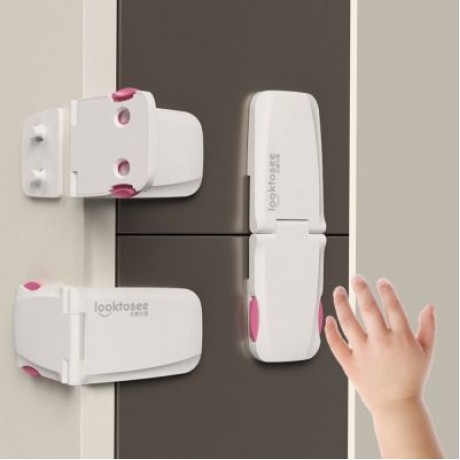 LOOKTOSEE BABY SAFETY LOCK DRAWER CABINET SECURITY BUCKLE (PINK)