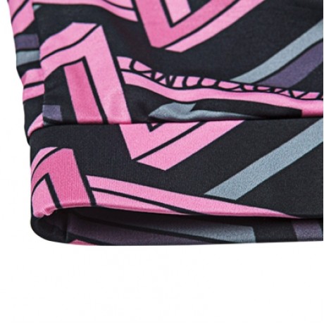 Trendy Print Round Neck Sleeveless Cross Strap Two-piece Women Yoga Sports Suit (NEON PINK
