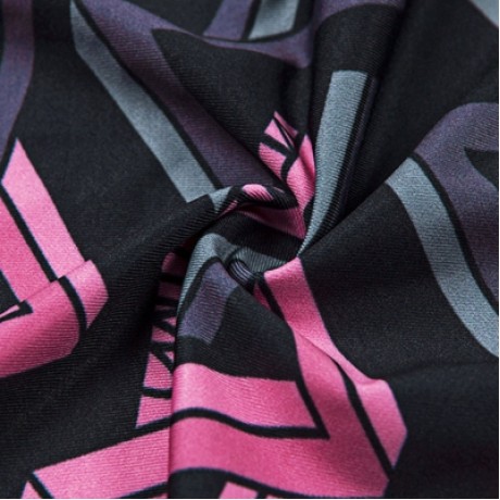 Trendy Print Round Neck Sleeveless Cross Strap Two-piece Women Yoga Sports Suit (NEON PINK