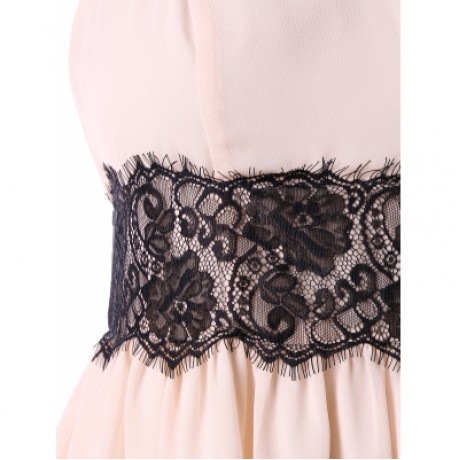 Plus Size Lace Trim Sleeveless Dress (PINK BUBBLEGUM)