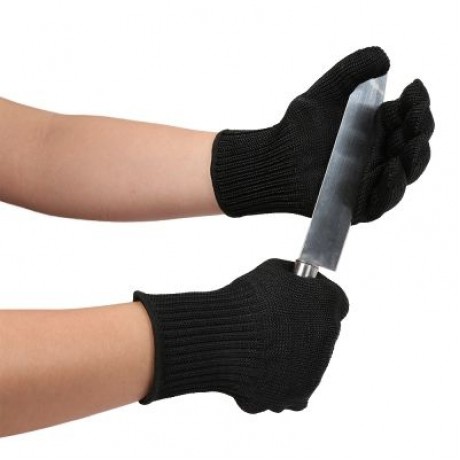 Pair of High Strength Polyester Cut-resistant Safety Gloves (BLACK)